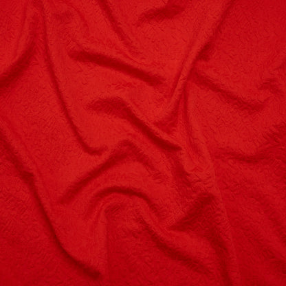 Stretch Polyester Jacquard Knit by Mara Hoffman - Red Orange Squiggles - Designer Deadstock