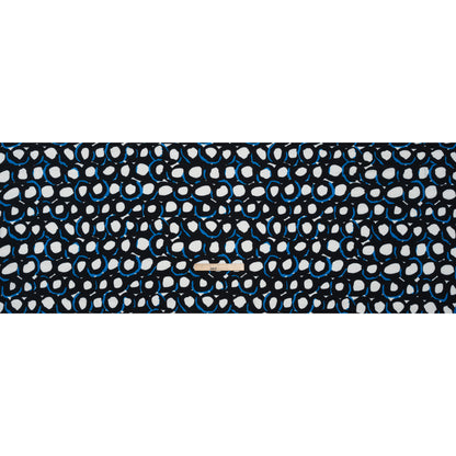 Rayon Crepe de Chine Made in Italy - Black, White and Blue Abstract Spots - Deadstock