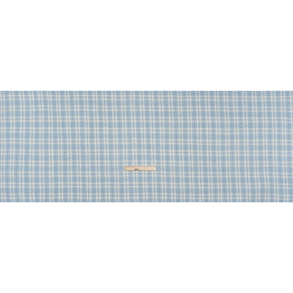 Cotton and Polyester Plaid Tweed with Baby Sequins and Eyelash Fringe - Baby Blue and White - Deadstock