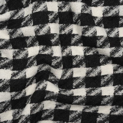 Acrylic Boucle Tweed - Black and Cream Houndstooth - Deadstock