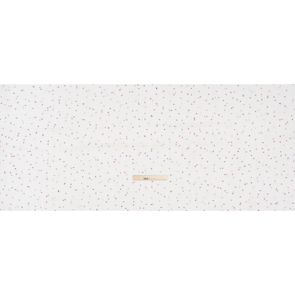 Polyester Pom Pom Tweed with Baby Sequins - White and Lavender Purple - Deadstock - Full