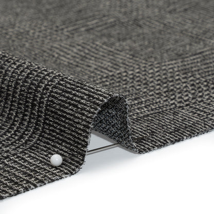Polyester Interlock Knit - Gray and Black Glen Plaid - Deadstock
