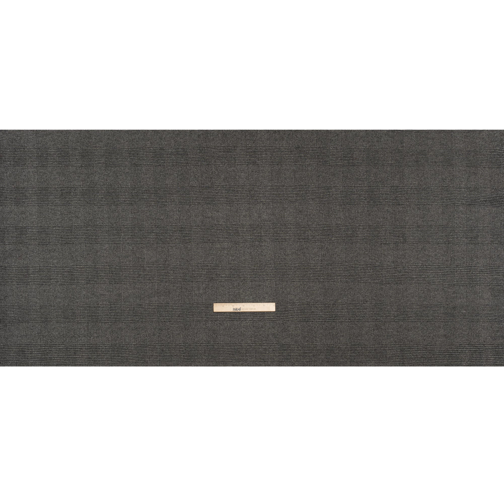 Polyester Interlock Knit - Gray and Black Glen Plaid - Deadstock - Full