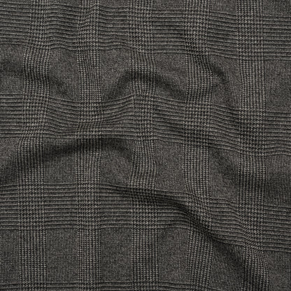 Polyester Interlock Knit - Gray and Black Glen Plaid - Deadstock