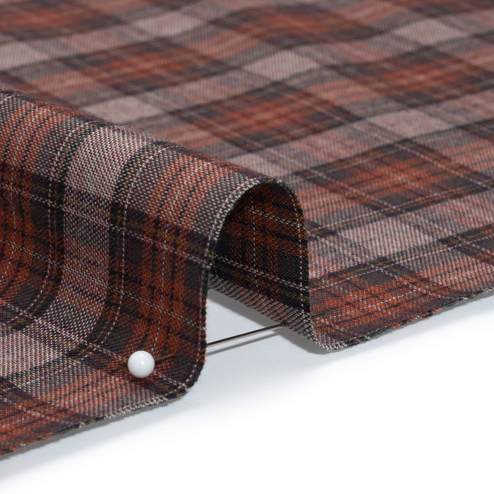 Cotton Shirting Panel - Red and Green Plaid - Deadstock - Detail
