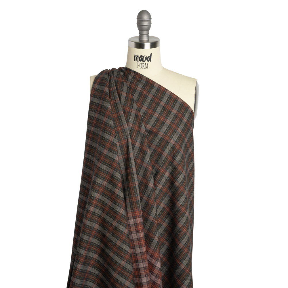 Cotton Shirting Panel - Red and Green Plaid - Deadstock - Drape
