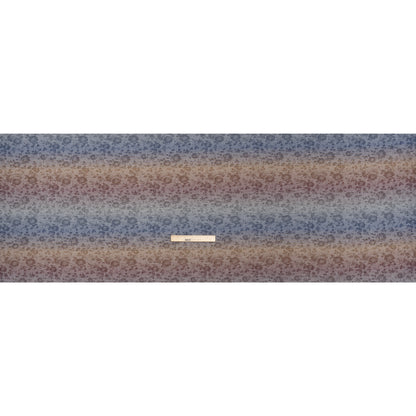 Cotton Twill with Woven Pattern - Blue, Gamboge Yellow and Burgundy Ombre Striped Floral - Deadstock