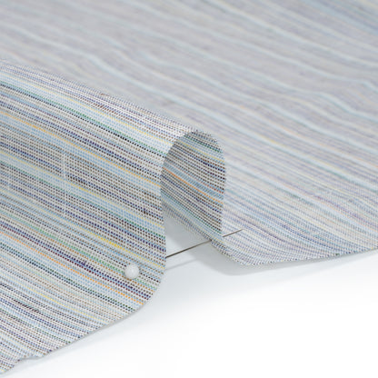Medium Weight Linen Woven - Pastel Blue and Multicolor Stripes Detail