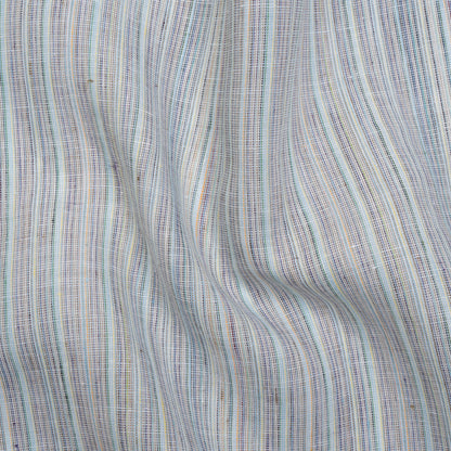 Medium Weight Linen Woven - Pastel Blue and Multicolor Stripes