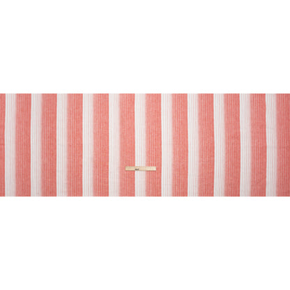 Medium Weight Linen Woven - Coral Pink and White Gradient Stripes Full