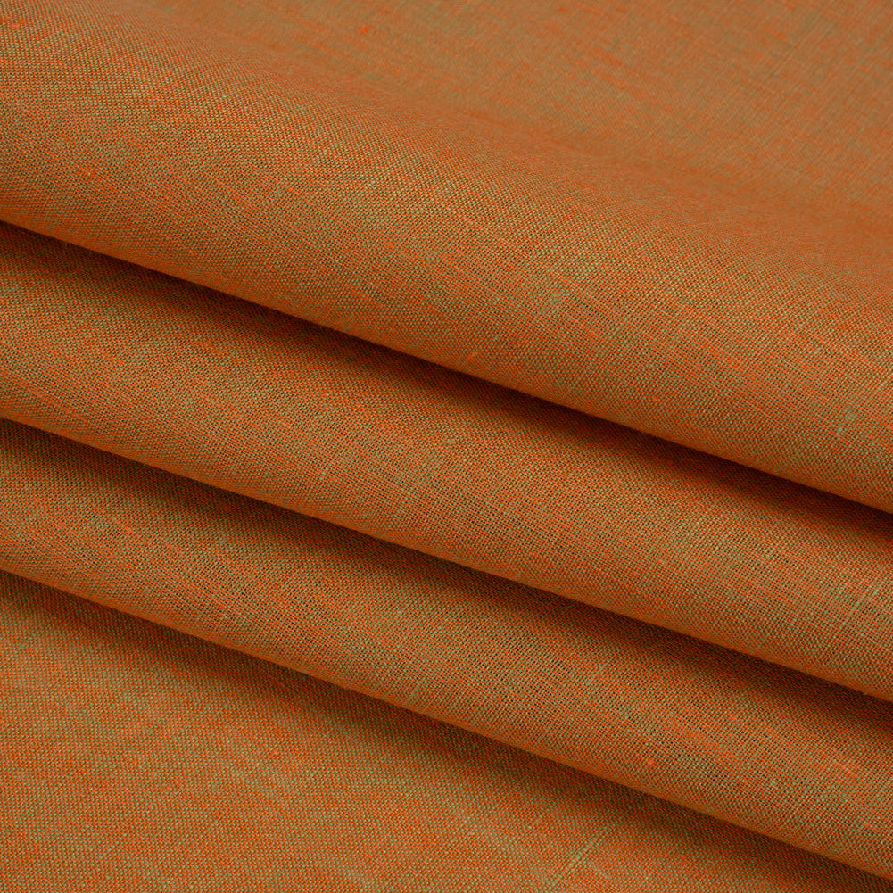 Two-Tone Medium Weight Linen Woven - Orange and Lime Green Folded