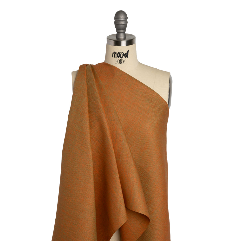 Two-Tone Medium Weight Linen Woven - Orange and Lime Green Drape