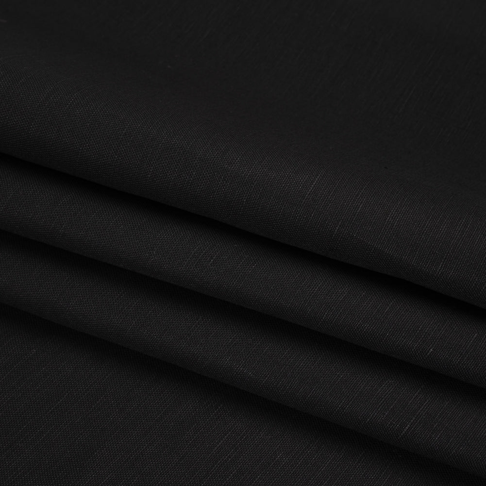 Medium Weight Linen and Cotton Woven - Black Folded