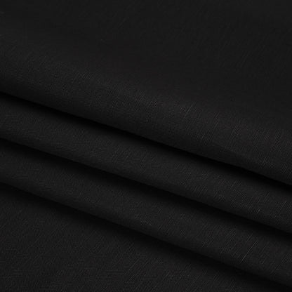 Medium Weight Linen and Cotton Woven - Black Folded