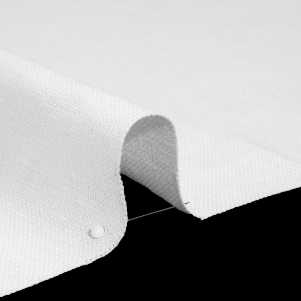 Heavyweight Basketweave Linen Woven - Off-White Folded