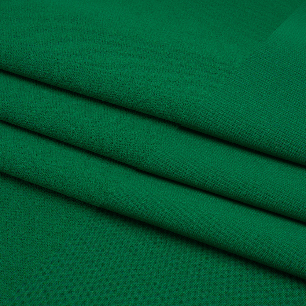 Stretch Polyester Crepe Double Knit - Grass Green - Designer Deadstock - Folded