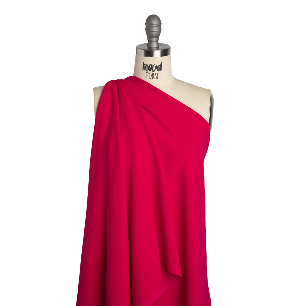 Stretch Polyester Crepe Double Knit - Dragon Fruit Pink - Designer Deadstock - Drape