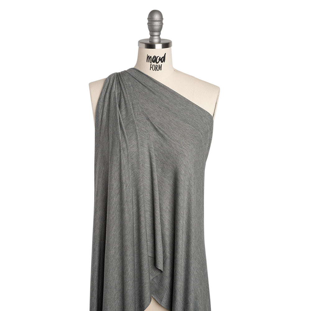 Stretch Rayon Jersey - Dark Heathered Gray - Deadstock - Drape