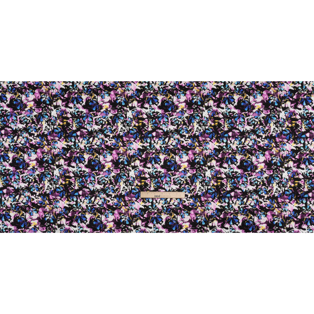 Silk Charmeuse 19mm - Purple, Blue and Yellow Little Butterflies and Flowers - Full