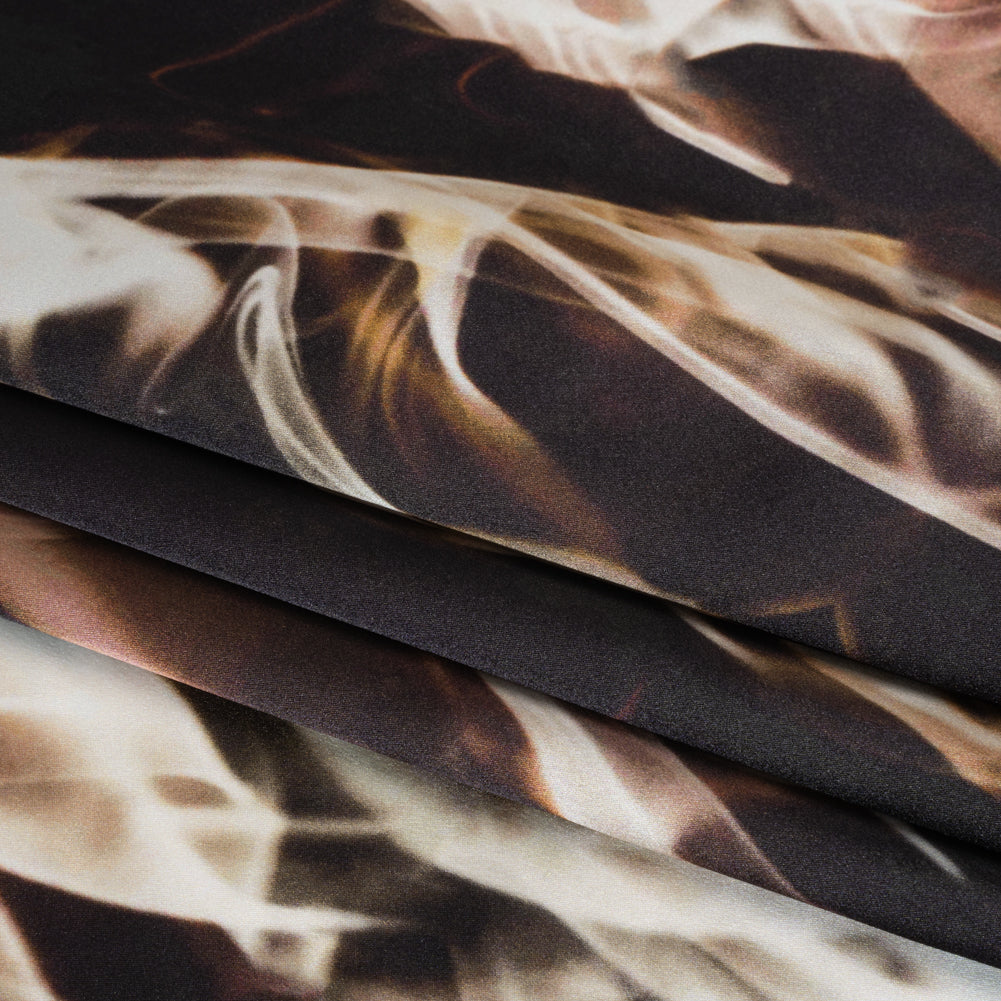 Silk Charmeuse 19mm - Black, Beige and White Smoke Streams - Folded