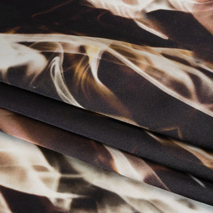 Silk Charmeuse 19mm - Black, Beige and White Smoke Streams