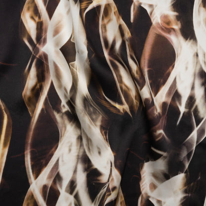 Silk Charmeuse 19mm - Black, Beige and White Smoke Streams