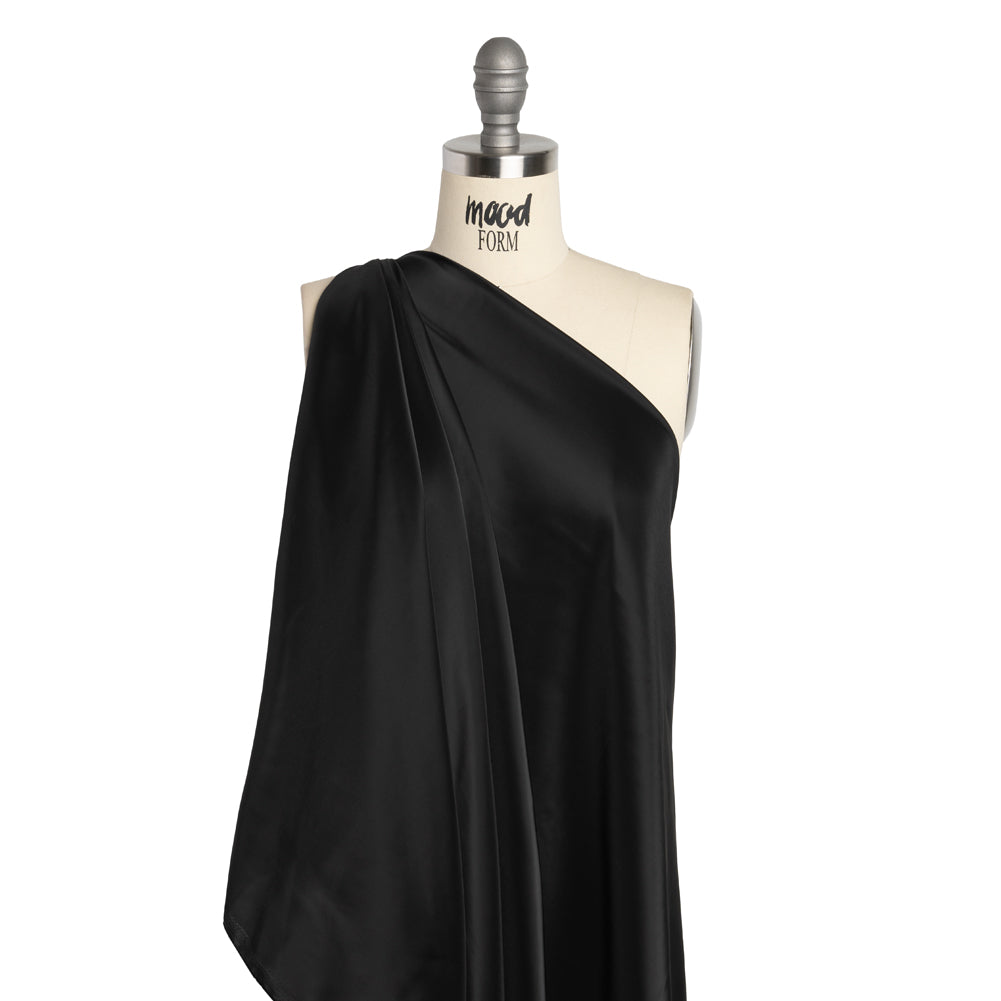 Stretch Polyester Twill Lining - Black - Josephine Collection - Drape