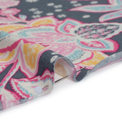 Stretch Rayon Jersey - Blue Gray, Pink and Yellow Floral - Deadstock