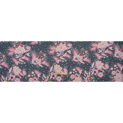 Stretch Rayon Jersey - Blue Gray, Pink and Yellow Floral - Deadstock