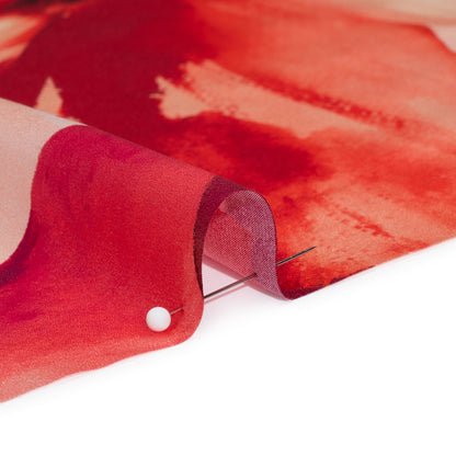 Silk Charmeuse Print 16MM, Made in Italy - Red, Pink and Fuchsia Purple Painterly Flowers