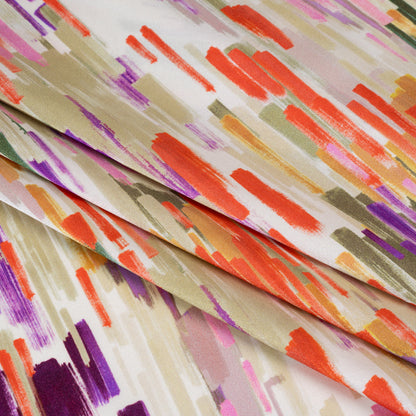 Silk Charmeuse Print 16MM, Made in Italy - Plum Purple, Forest Green and Scarlet Painted Striations