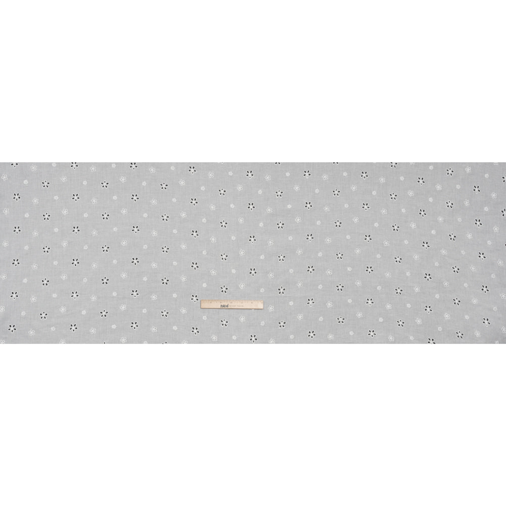 Embroidered Eyelet Cotton Voile - White Floating Flowers - Naomi Collection - Full