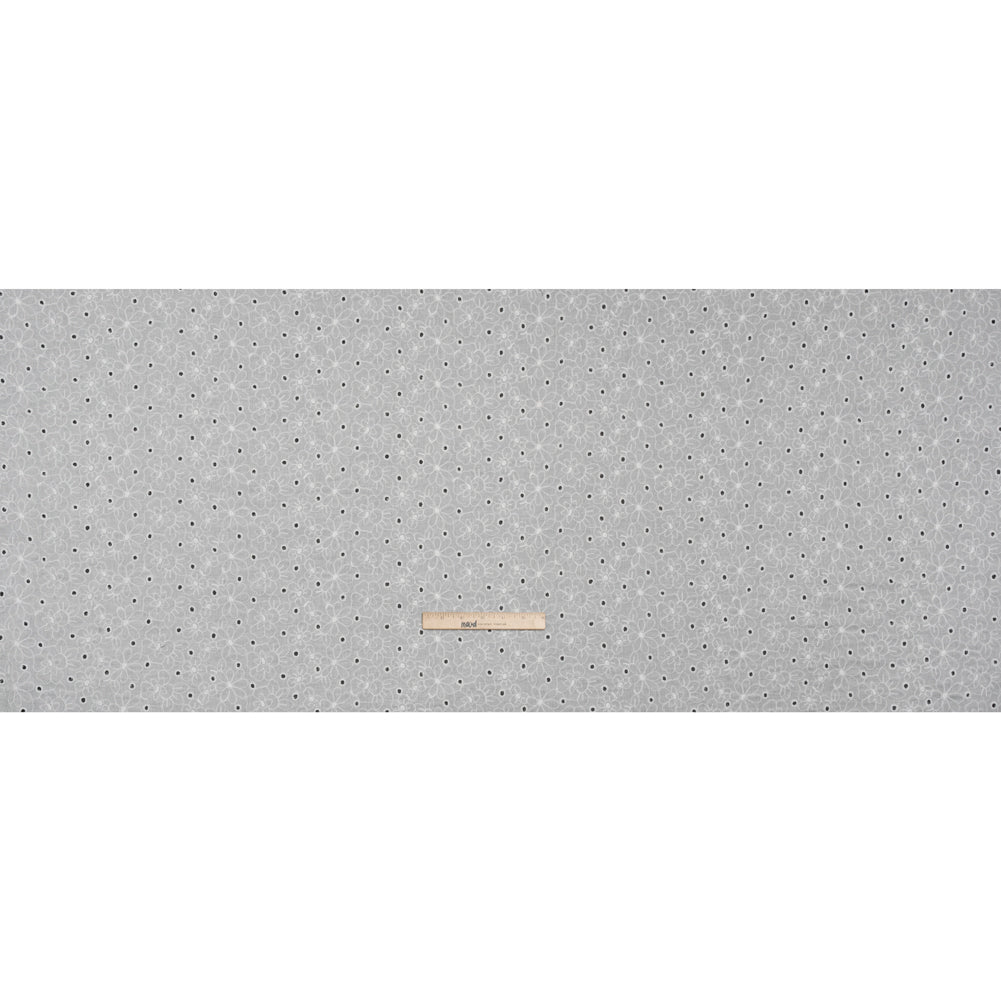 Embroidered Eyelet Cotton Voile - White Field of Flowers - Naomi Collection - Full