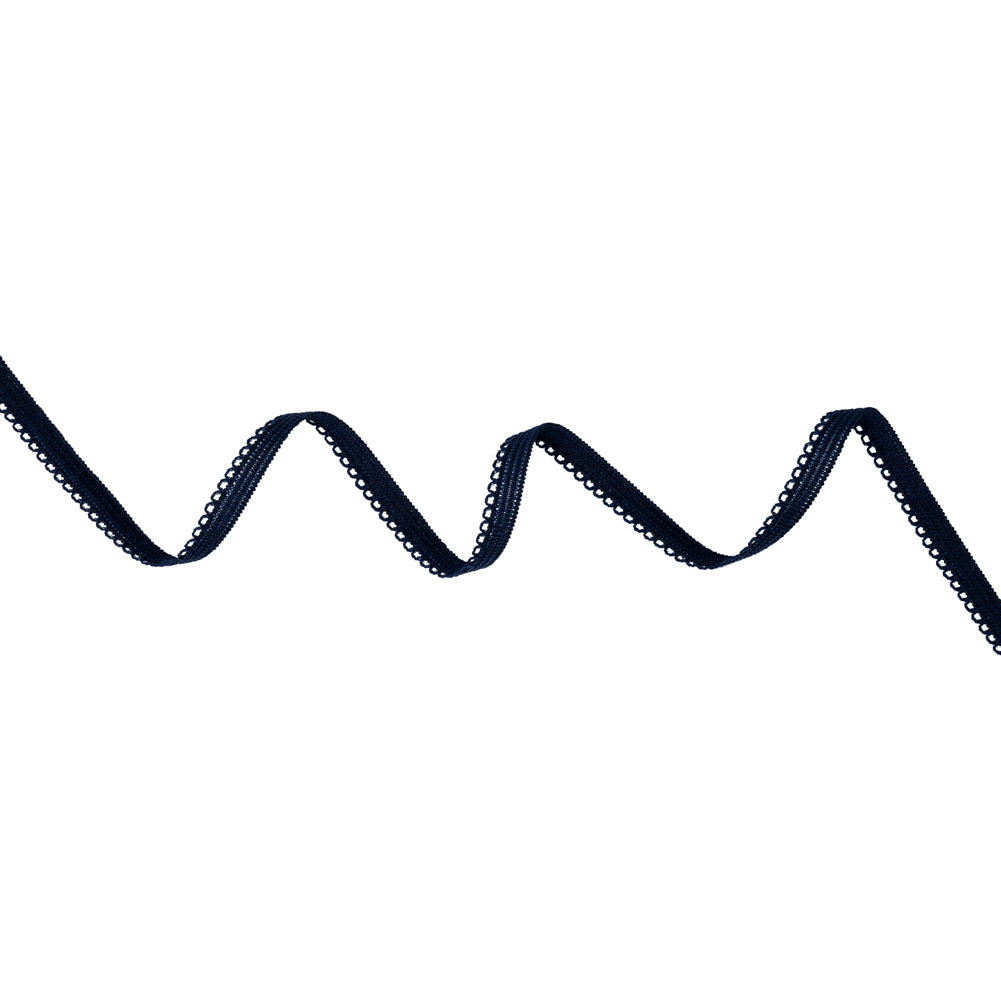 Elastic Trim with Picot Edges - 0.375" - Navy Blue
