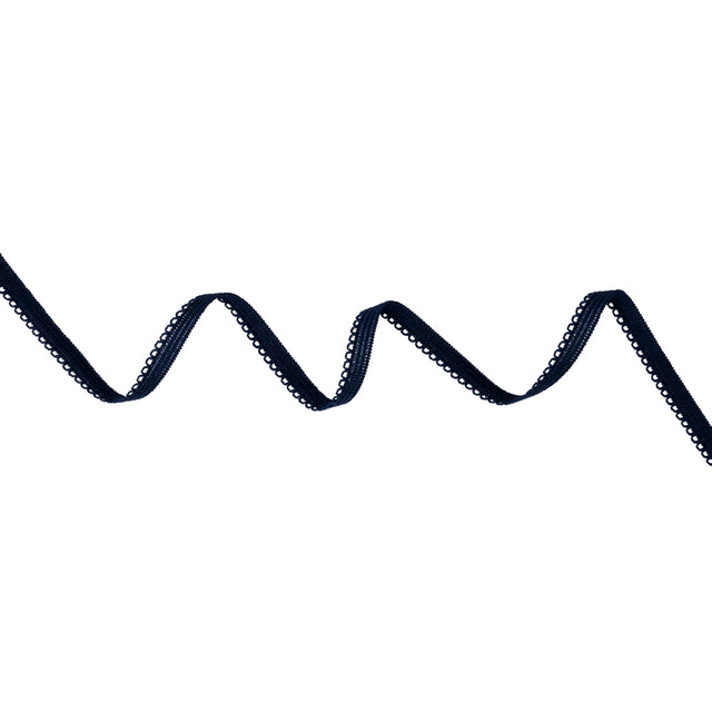 Elastic Trim with Picot Edges - 0.375" - Navy Blue