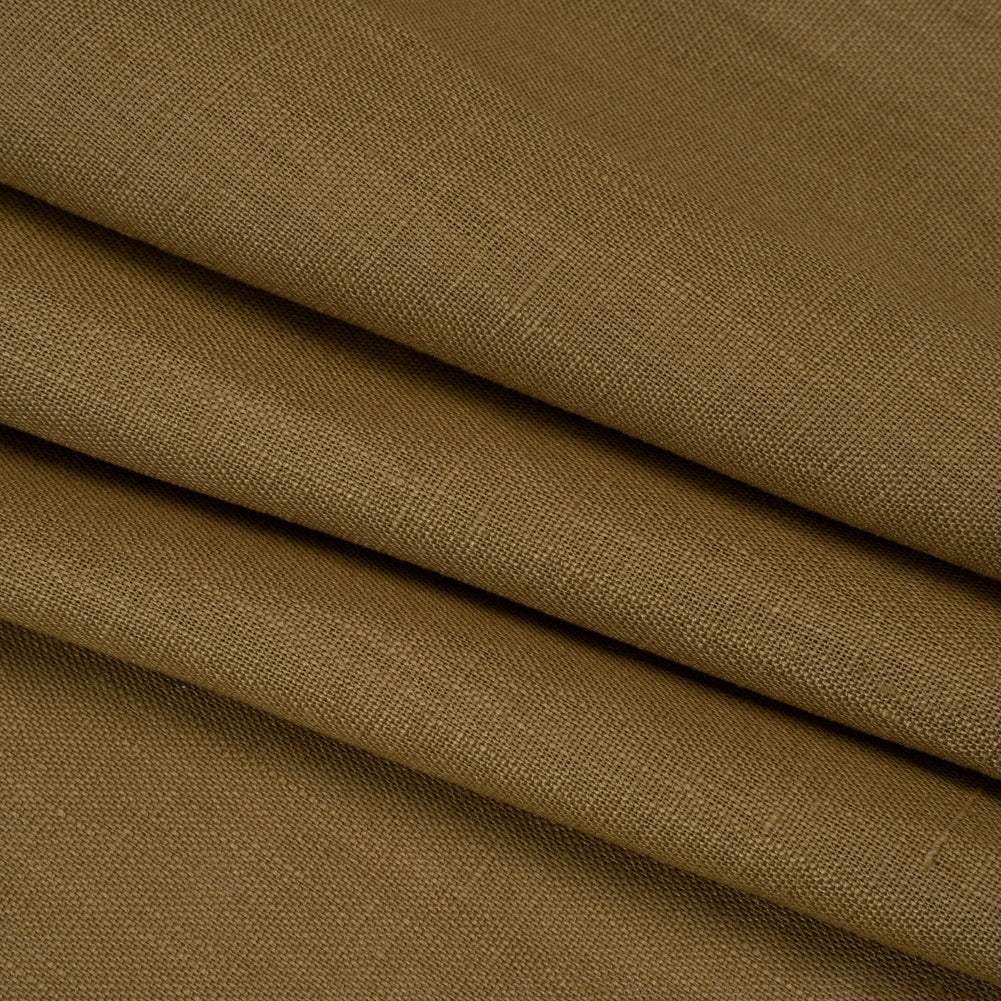 Medium Weight Linen Woven - Khaki - Designer Deadstock - Folded