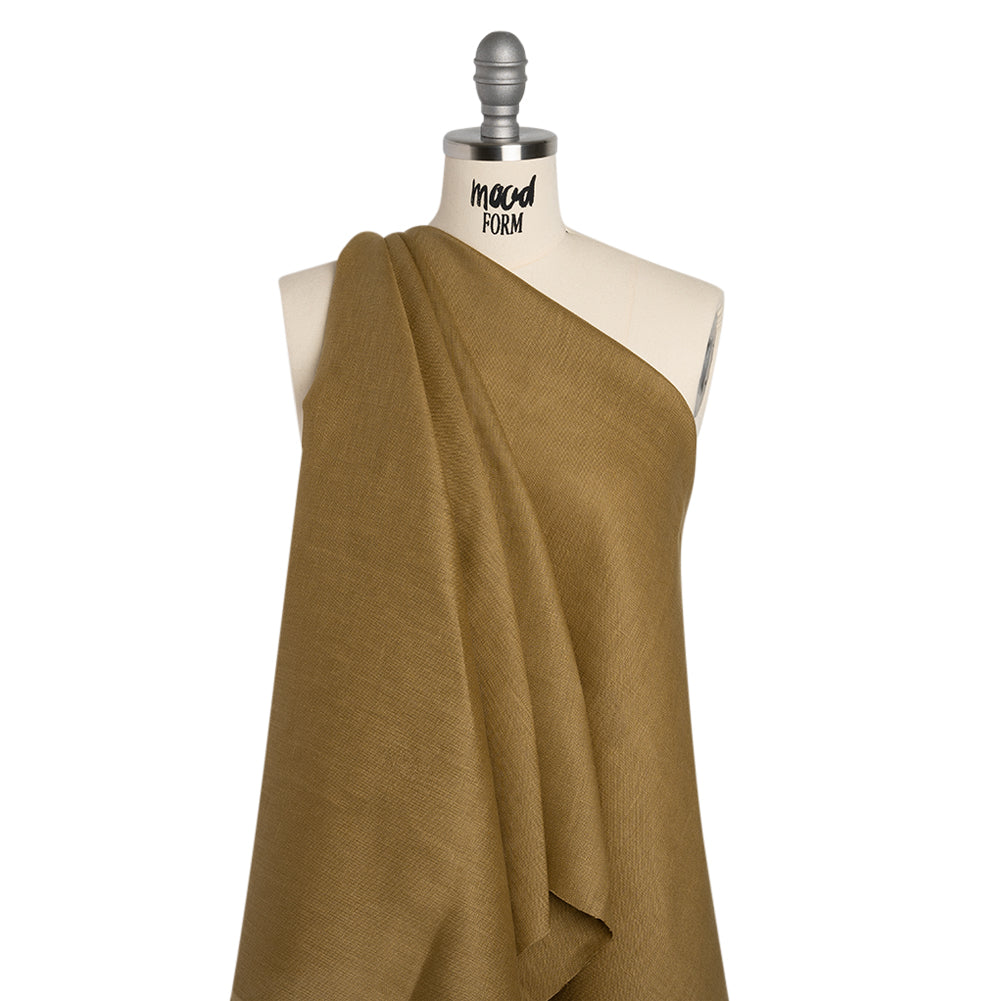 Medium Weight Linen Woven - Khaki - Designer Deadstock - Drape