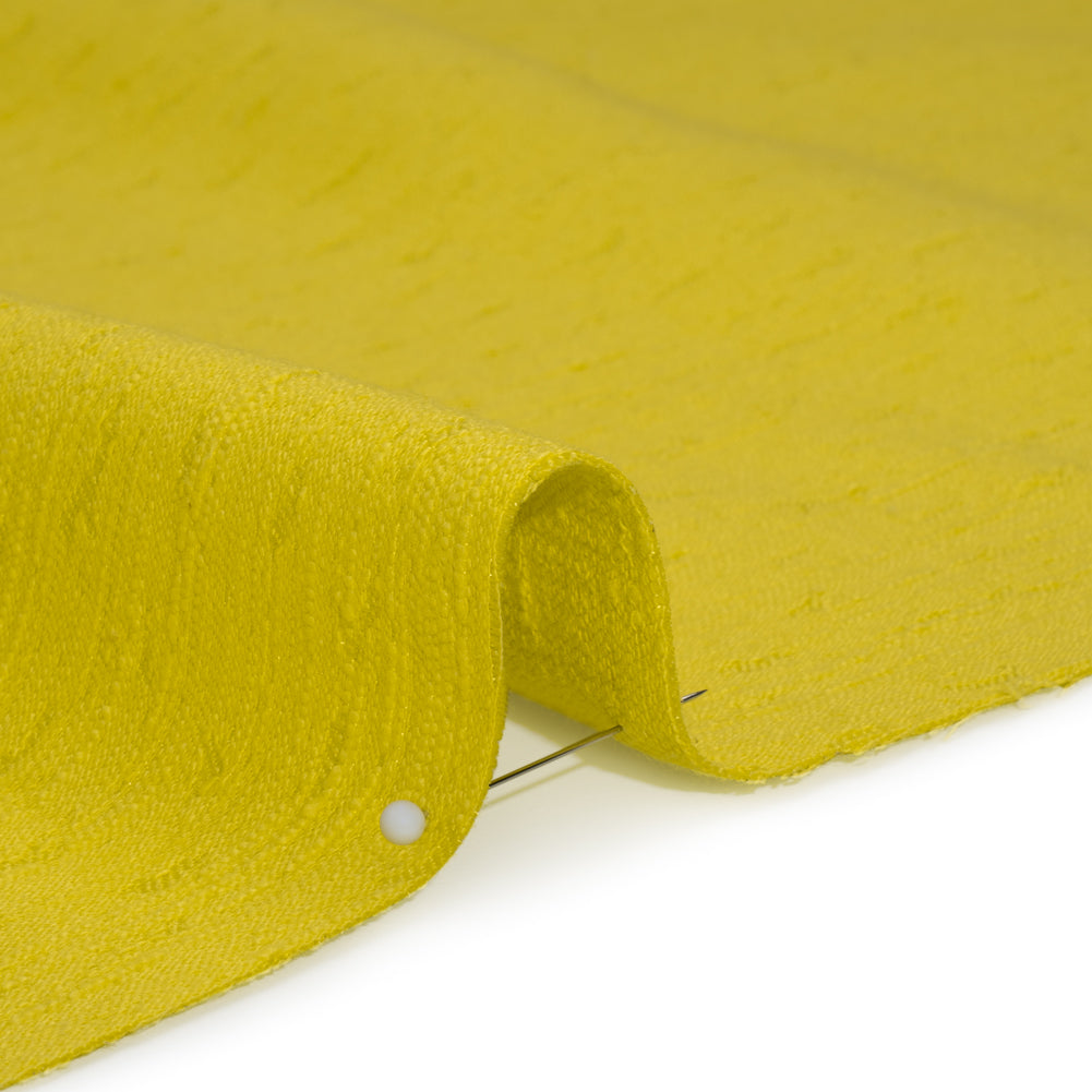 Slubbed Stretch Cotton Blend Jacquard - Bright Yellow Abstract - Designer Deadstock - Detail