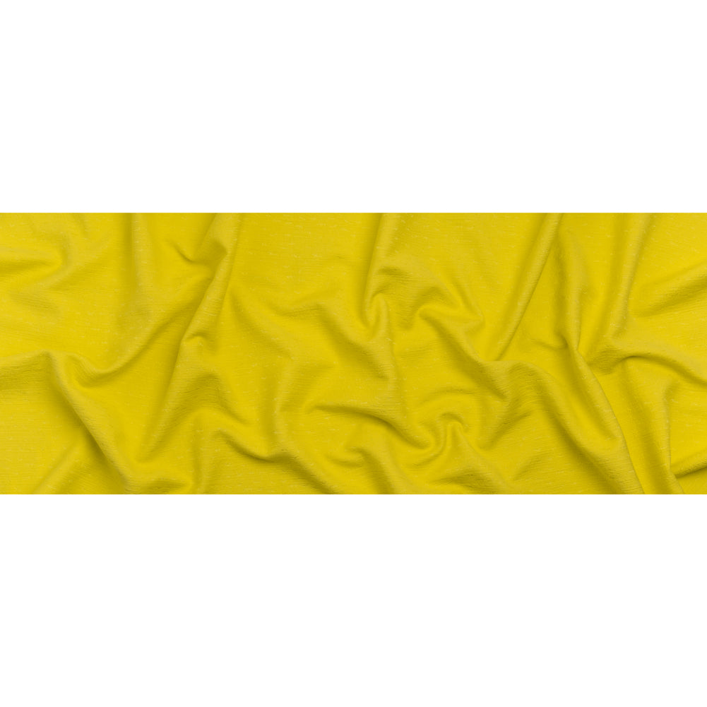 Slubbed Stretch Cotton Blend Jacquard - Bright Yellow Abstract - Designer Deadstock - Full