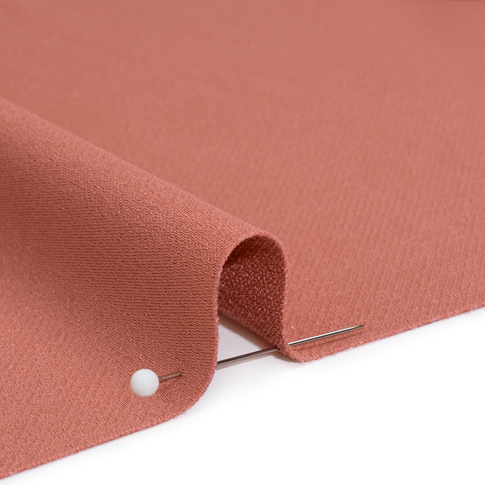 Stretch Polyester Crepe Back Satin - Spiced Coral - Deadstock - Detail