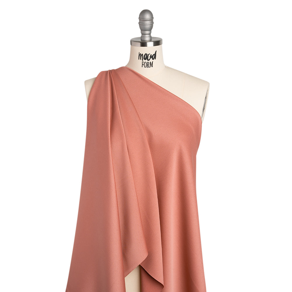 Stretch Polyester Crepe Back Satin - Spiced Coral - Deadstock - Drape