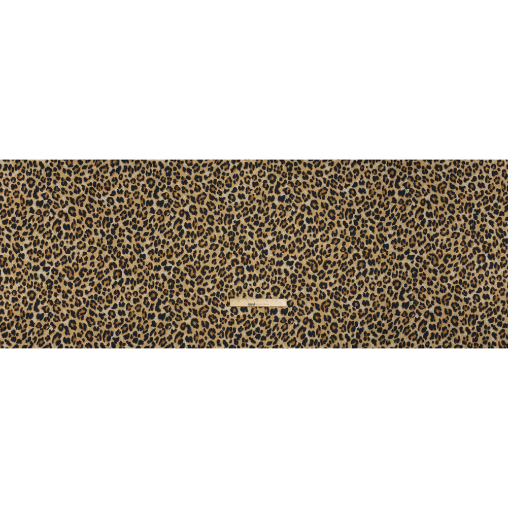 Soft Stretch Polyester Satin Print - Beige, Brown and Black Leopard Spots - Deadstock - Full
