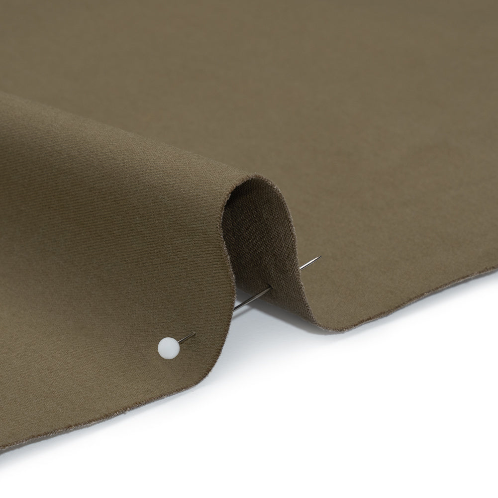 Carbon Brushed Stretch Khaki Twill - Taupe - Averill Collection - Detail