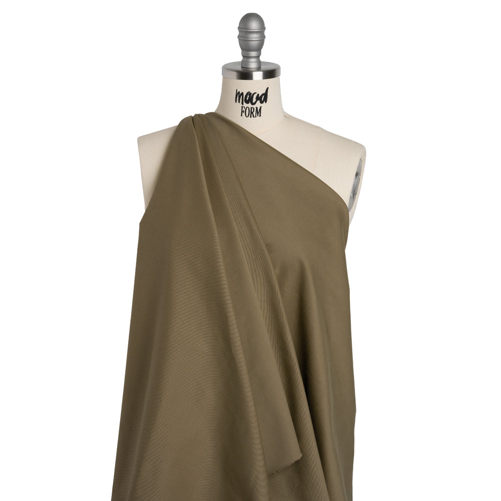 Carbon Brushed Stretch Khaki Twill - Taupe - Averill Collection - Drape