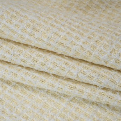 Fluffy Tweed - Cream and White Mini Windowpane Checks - Deadstock