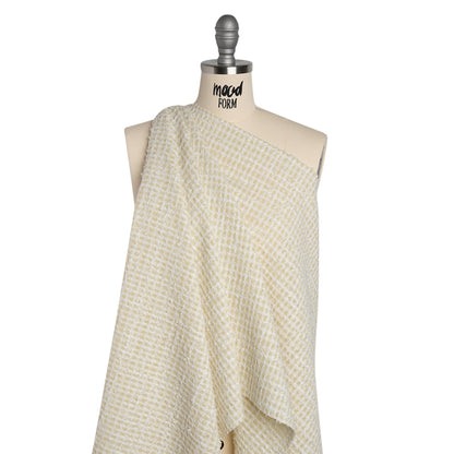 Fluffy Tweed - Cream and White Mini Windowpane Checks - Deadstock