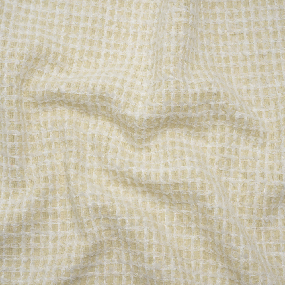 Fluffy Tweed - Cream and White Mini Windowpane Checks - Deadstock