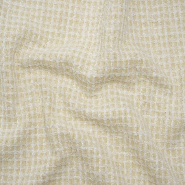 Fluffy Tweed - Cream and White Mini Windowpane Checks - Deadstock