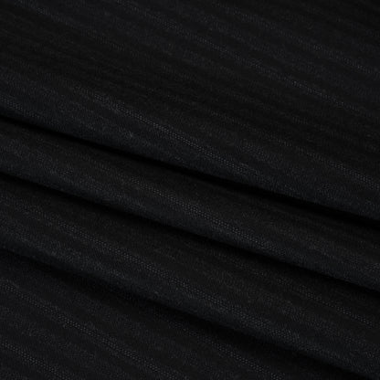 Super 130 Wool Suiting Made in Italy - Black and Charcoal Ticking Stripes - Deadstock