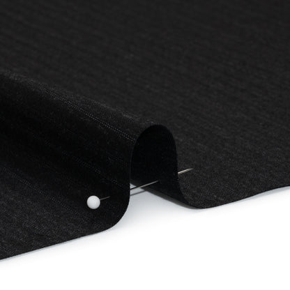 Super 130 Wool Suiting Made in Italy - Black and Charcoal Ticking Stripes - Deadstock